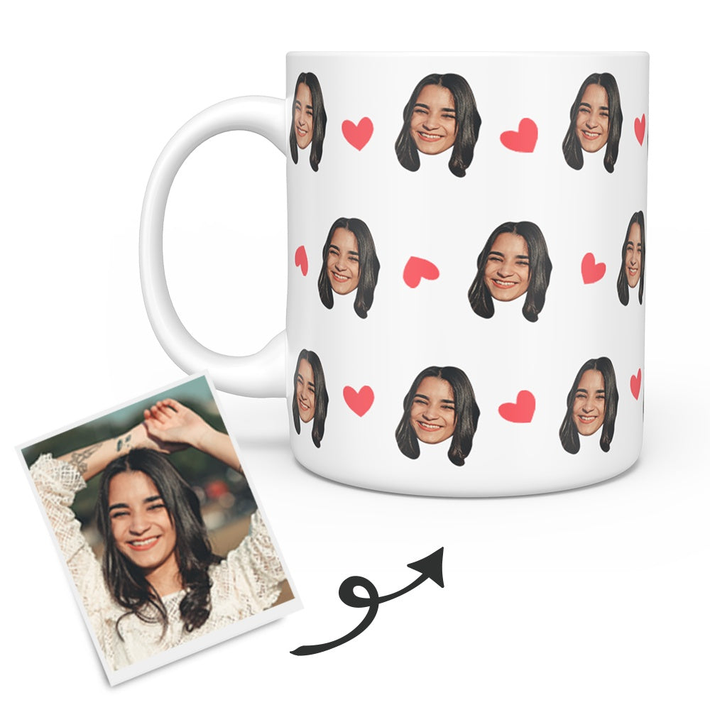 Custom Face Mug with Heart Design - Personalised Coffee Mug Gift - Unique Gift - Gifted Your Way