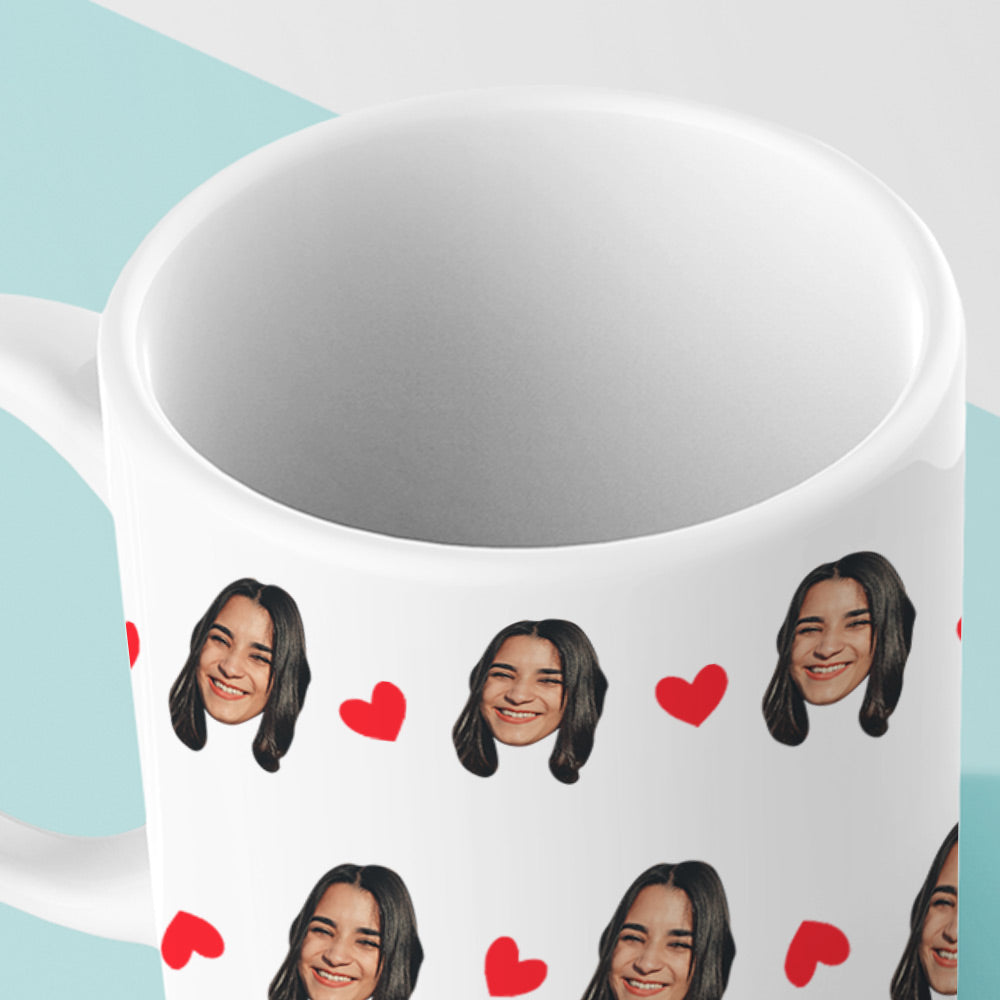 Custom Face Mug with Heart Design - Personalised Coffee Mug Gift - Unique Gift - Gifted Your Way