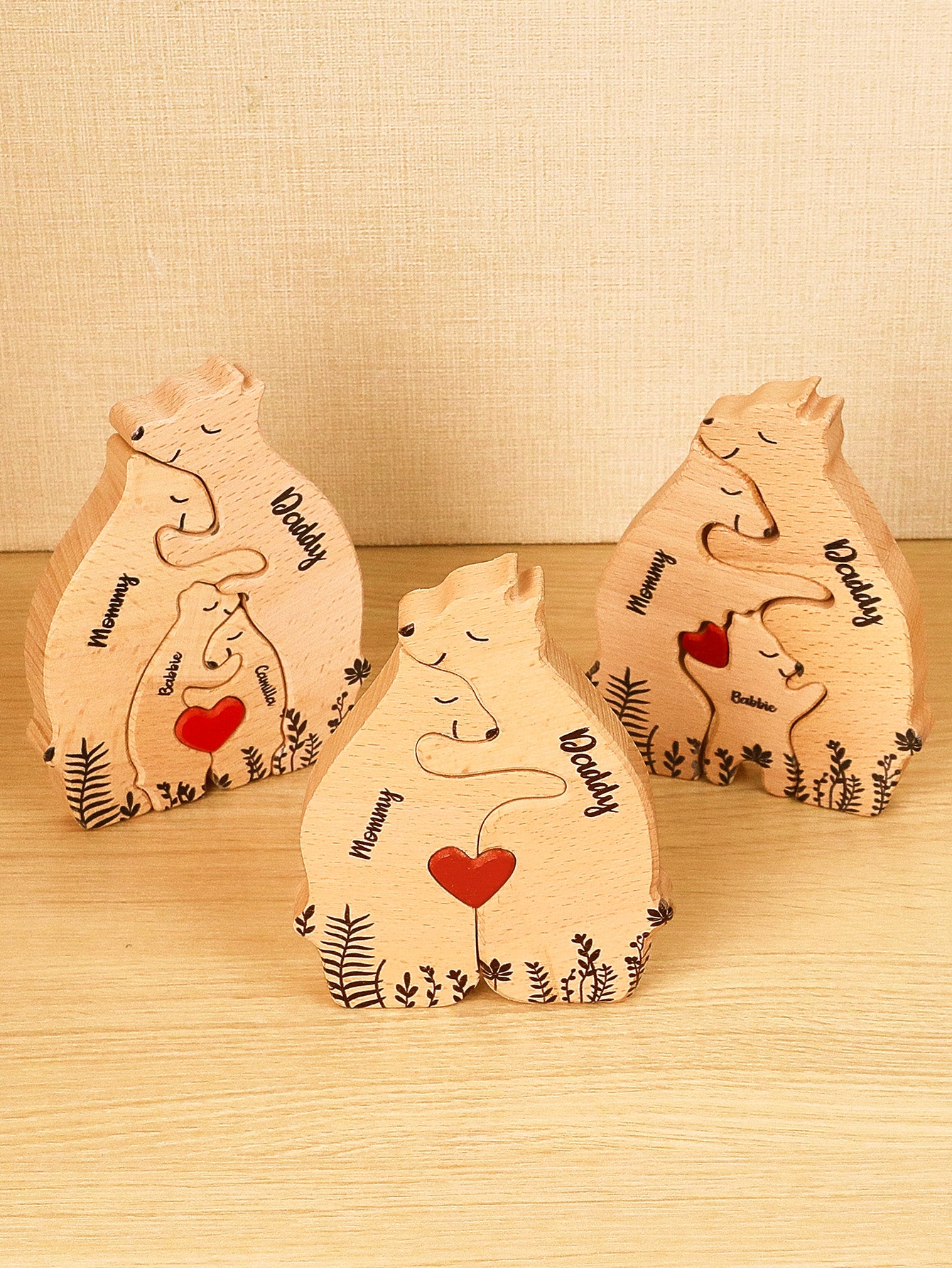 Custom Name Wooden Heart Bear Puzzle, Personalised Family Bear Puzzle, Custom Wooden Bear Puzzle, Family Name Bear Puzzle, Personalised Home Decoration, High-Quality Wooden Puzzle, Customisable Family Name Puzzle, Personalised Gift Bear Puzzle, Stylish Wooden Home Decor, Unique Custom Bear Puzzle, Personalised gifts for family, Custom family bear puzzles