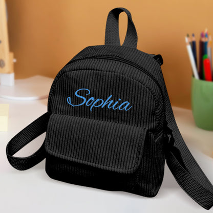 Personalised Mini Backpack, Custom Name Corduroy Backpack, Personalised Name Backpack, Custom College Backpack, Custom Name School Bag, Custom Mini Backpack, High-Quality Custom Backpack, Personalised Gift Backpack, Customisable School Bag, Stylish Personalised Backpack, Unique Custom Corduroy Mini Backpack, Custom name backpacks