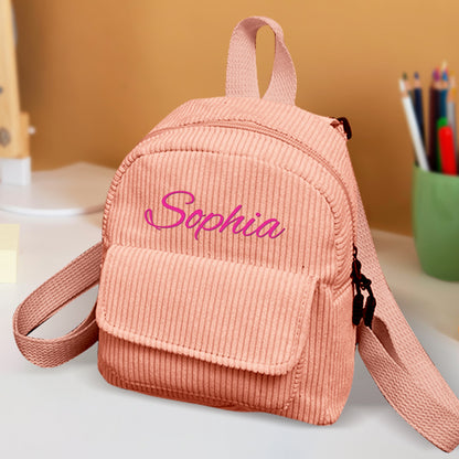 Personalised Mini Backpack, Custom Name Corduroy Backpack, Personalised Name Backpack, Custom College Backpack, Custom Name School Bag, Custom Mini Backpack, High-Quality Custom Backpack, Personalised Gift Backpack, Customisable School Bag, Stylish Personalised Backpack, Unique Custom Corduroy Mini Backpack, Custom name backpacks