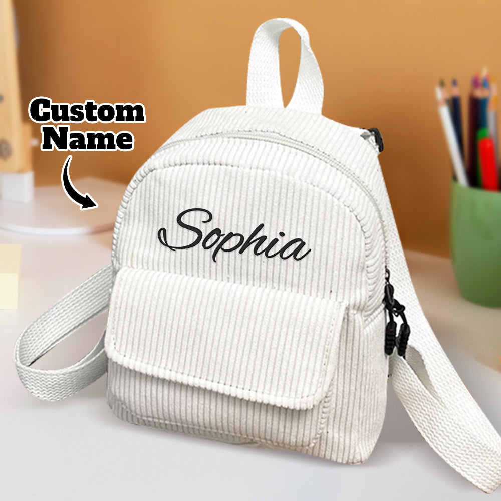 Personalised Mini Backpack, Custom Name Corduroy Backpack, Personalised Name Backpack, Custom College Backpack, Custom Name School Bag, Custom Mini Backpack, High-Quality Custom Backpack, Personalised Gift Backpack, Customisable School Bag, Stylish Personalised Backpack, Unique Custom Corduroy Mini Backpack, Custom name backpacks