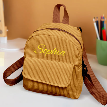 Personalised Mini Backpack, Custom Name Corduroy Backpack, Personalised Name Backpack, Custom College Backpack, Custom Name School Bag, Custom Mini Backpack, High-Quality Custom Backpack, Personalised Gift Backpack, Customisable School Bag, Stylish Personalised Backpack, Unique Custom Corduroy Mini Backpack, Custom name backpacks