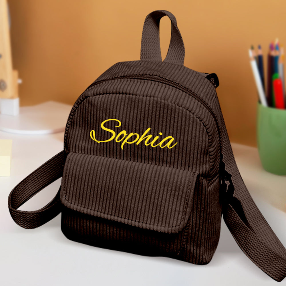 Unique school bag gift ideas, Trending personalised Corduroy backpacks, Popular custom college corduroy bags, Personalised name backpack for college students, Custom engraved school bag with name, Unique personalised gift backpack for men and women, High-quality custom corduroy bag with name, Customisable mini backpack for daily use and travel