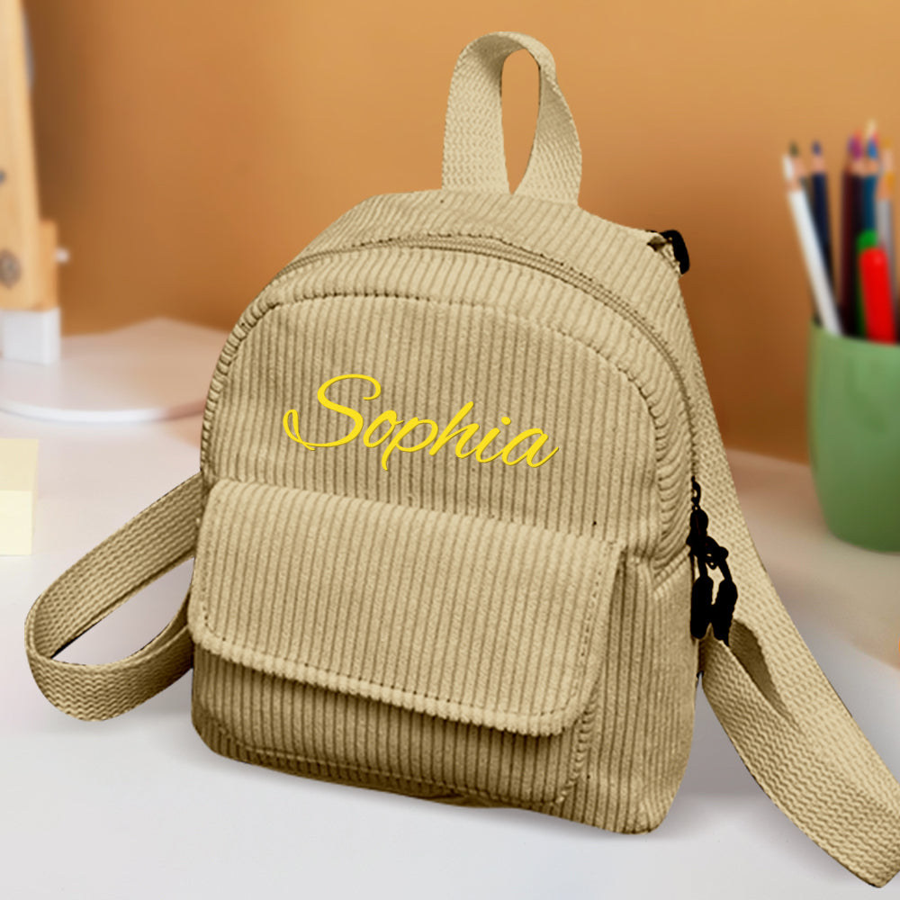 Personalised Mini Backpack, Custom Name Corduroy Backpack, Personalised Name Backpack, Custom College Backpack, Custom Name School Bag, Custom Mini Backpack, High-Quality Custom Backpack, Personalised Gift Backpack, Customisable School Bag, Stylish Personalised Backpack, Unique Custom Corduroy Mini Backpack, Custom name backpacks