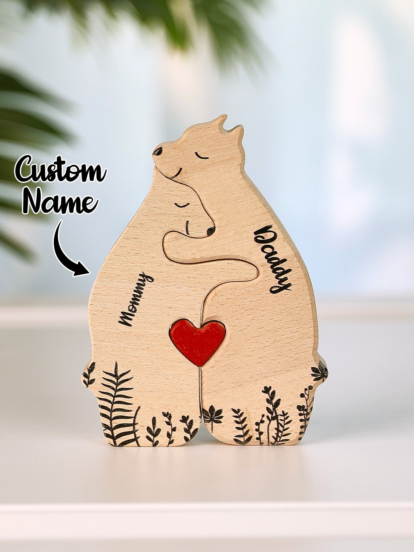 Custom Name Wooden Heart Bear Puzzle, Personalised Family Bear Puzzle, Custom Wooden Bear Puzzle, Family Name Bear Puzzle, Personalised Home Decoration, High-Quality Wooden Puzzle, Customisable Family Name Puzzle, Personalised Gift Bear Puzzle, Stylish Wooden Home Decor, Unique Custom Bear Puzzle, Personalised gifts for family, Custom family bear puzzles