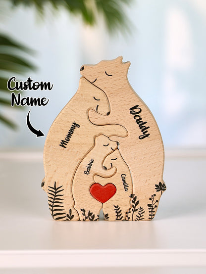 Custom Name Wooden Heart Bear Puzzle, Personalised Family Bear Puzzle, Custom Wooden Bear Puzzle, Family Name Bear Puzzle, Personalised Home Decoration, High-Quality Wooden Puzzle, Customisable Family Name Puzzle, Personalised Gift Bear Puzzle, Stylish Wooden Home Decor, Unique Custom Bear Puzzle, Personalised gifts for family, Custom family bear puzzles