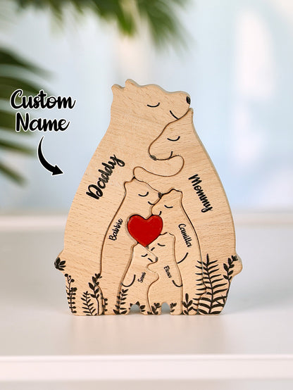 Custom Name Wooden Heart Bear Puzzle, Personalised Family Bear Puzzle, Custom Wooden Bear Puzzle, Family Name Bear Puzzle, Personalised Home Decoration, High-Quality Wooden Puzzle, Customisable Family Name Puzzle, Personalised Gift Bear Puzzle, Stylish Wooden Home Decor, Unique Custom Bear Puzzle, Personalised gifts for family, Custom family bear puzzles