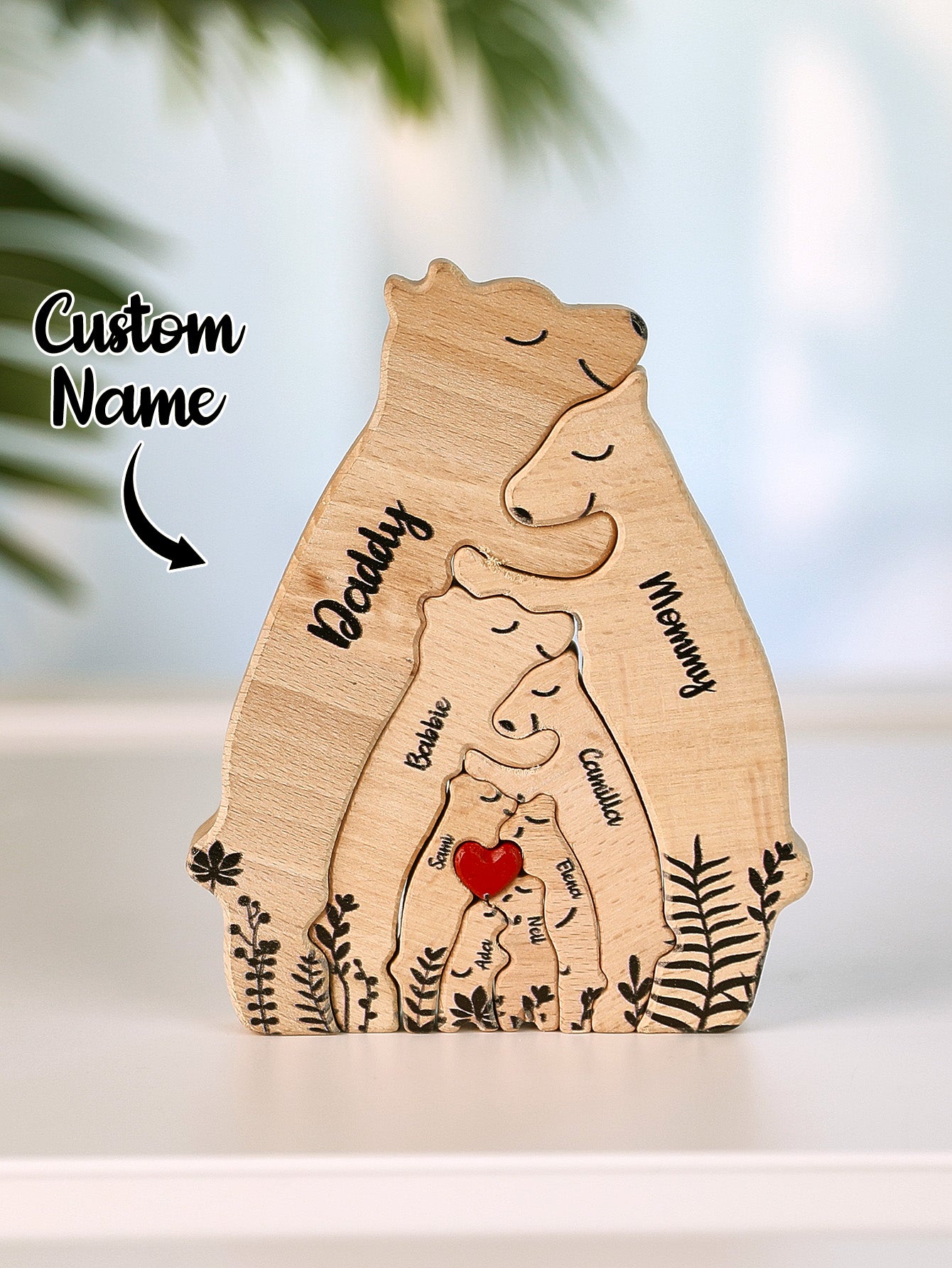 Custom Name Wooden Heart Bear Puzzle, Personalised Family Bear Puzzle, Custom Wooden Bear Puzzle, Family Name Bear Puzzle, Personalised Home Decoration, High-Quality Wooden Puzzle, Customisable Family Name Puzzle, Personalised Gift Bear Puzzle, Stylish Wooden Home Decor, Unique Custom Bear Puzzle, Personalised gifts for family, Custom family bear puzzles