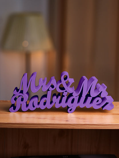 Unique family name signs, Trending wedding centerpieces, Popular personalised wedding decor, Best custom name signs for weddings, Creative wedding table decorations, High-quality custom name sign for decor, Customisable wedding tabletop centerpiece, Personalised family name gift for newlyweds, Personalised last name sign for weddings, Custom 3D print name sign for home, Customisable wedding tabletop centerpiece