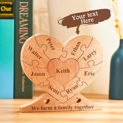 Custom Engraved Wooden Name Heart Puzzle, Personalised Family Heart Puzzle, Custom Wooden Heart Puzzle, Family Name Heart Puzzle, Personalised Home Decoration, High-Quality Wooden Puzzle, Customisable Family Name Puzzle, Personalised Gift Heart Puzzle, Stylish Wooden Home Decor, Unique Custom Heart Puzzle, Personalised gifts for family, Custom family heart puzzles