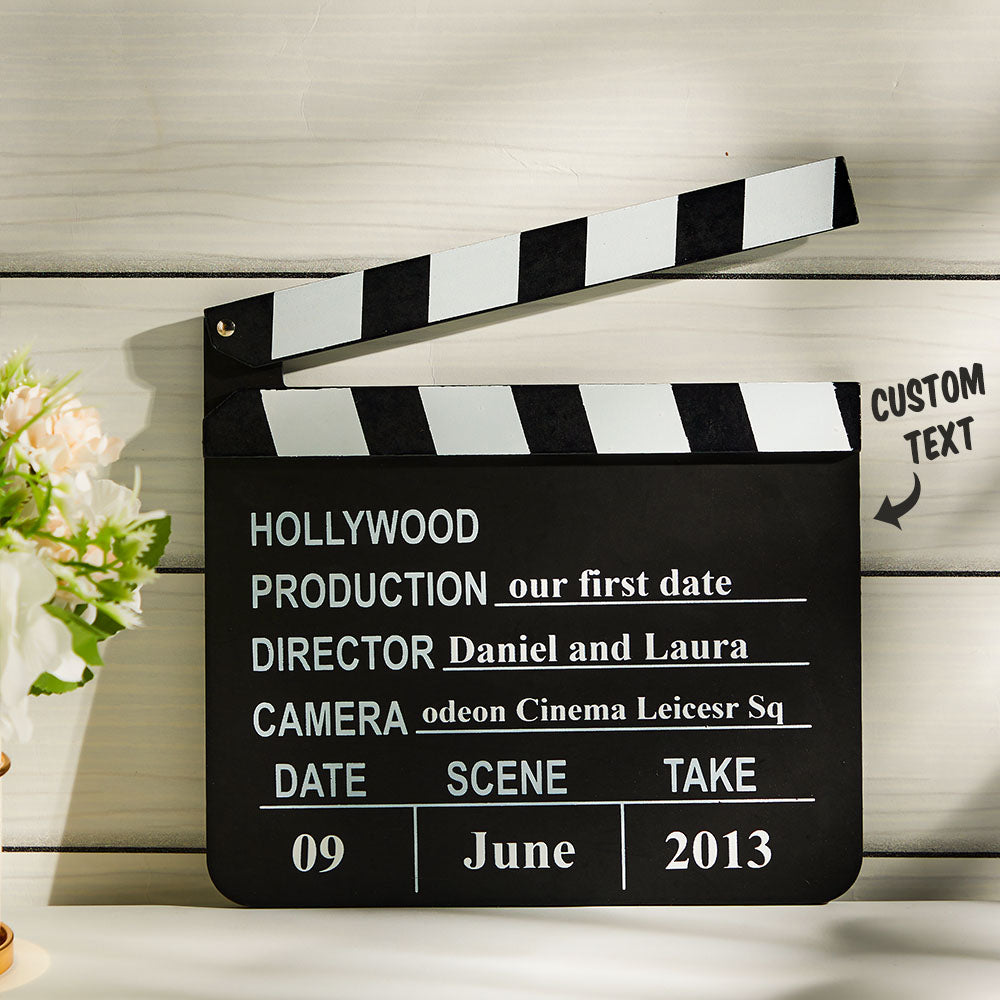 Unique cinema lover gift ideas, Trending personalised home decor plaques, Popular custom keepsake gifts, Personalised film clapper plaque for special occasions, Custom engraved wooden plaque for film lovers, Unique vintage film clapper plaque gift, High-quality customisable film clapper keepsake, Personalised home decor plaque with custom text