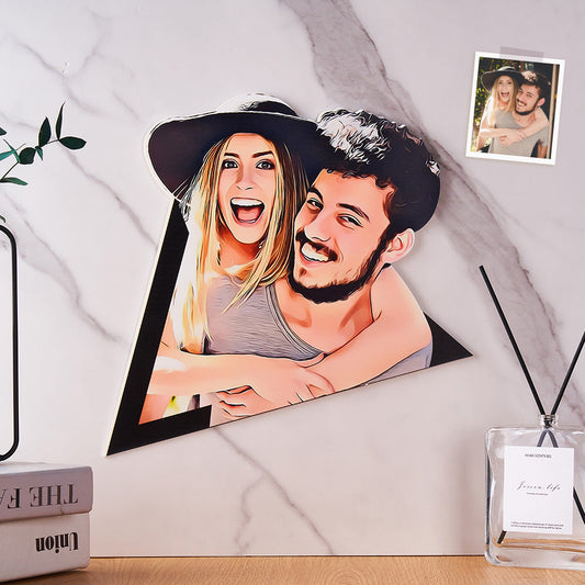 Custom Photo Wall Art Cartoon Couple Wooden Decoration Gifts Personalised Wall Art Unique Gift - Gifted Your Way