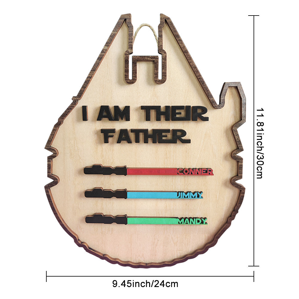 Custom 'I Am Their Father' Lightsaber Plaque - Personalised Wooden Sign - Customised Gifts - Gifted Your Way