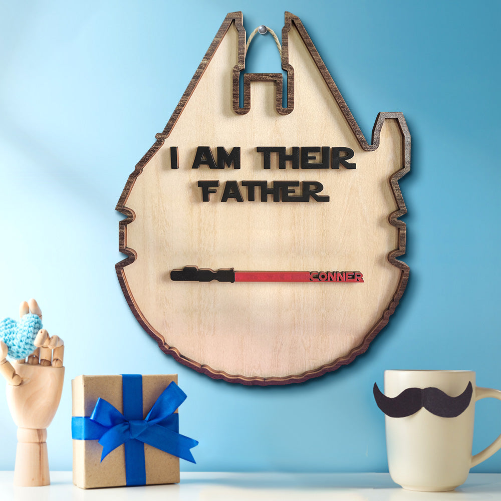 Custom 'I Am Their Father' Lightsaber Plaque - Personalised Wooden Sign - Customised Gifts - Gifted Your Way