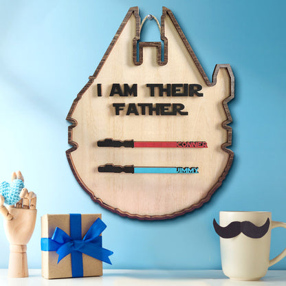 Custom 'I Am Their Father' Lightsaber Plaque - Personalised Wooden Sign - Customised Gifts - Gifted Your Way