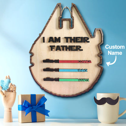 Custom 'I Am Their Father' Lightsaber Plaque - Personalised Wooden Sign - Customised Gifts - Gifted Your Way