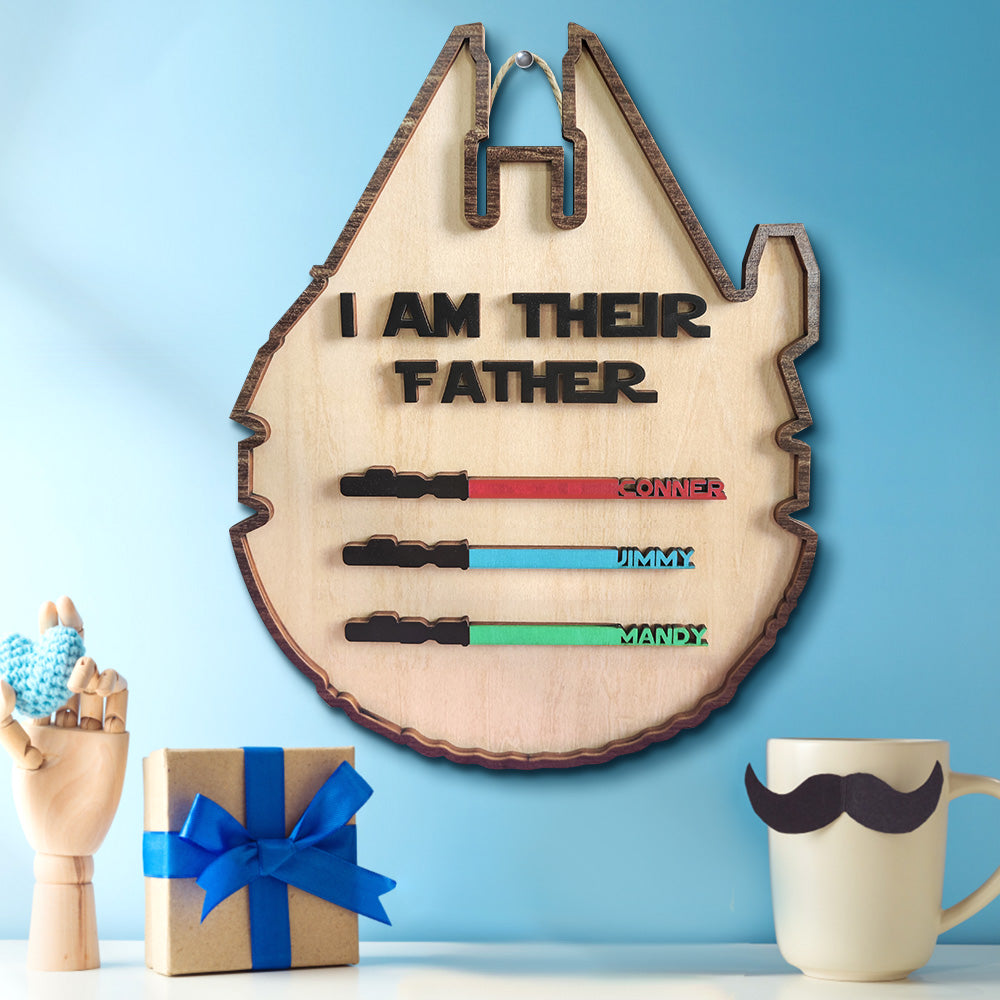 Custom 'I Am Their Father' Lightsaber Plaque - Personalised Wooden Sign - Customised Gifts - Gifted Your Way