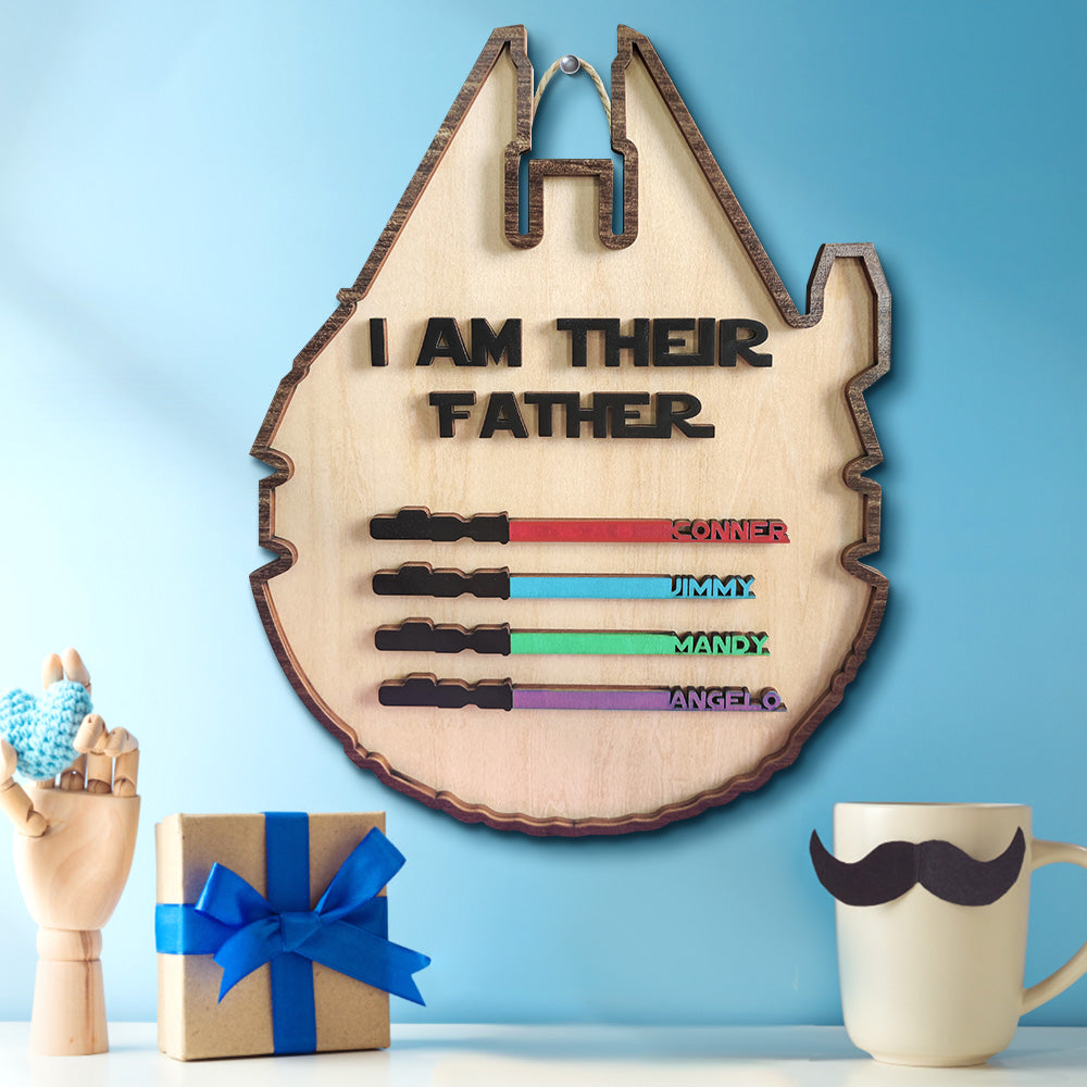 Custom 'I Am Their Father' Lightsaber Plaque - Personalised Wooden Sign - Customised Gifts - Gifted Your Way