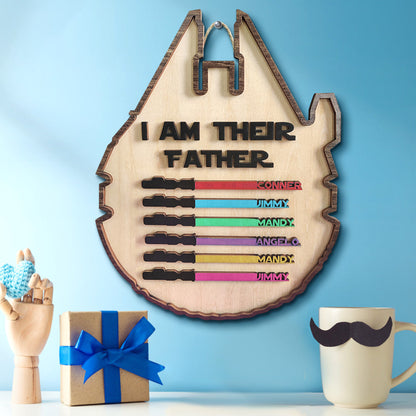 Custom 'I Am Their Father' Lightsaber Plaque - Personalised Wooden Sign - Customised Gifts - Gifted Your Way