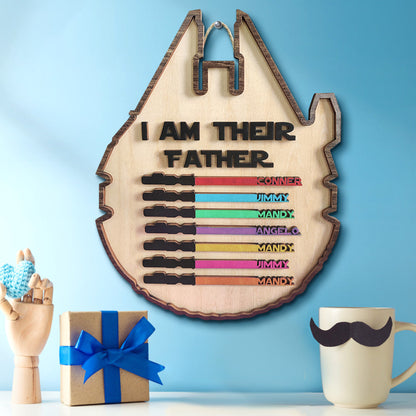 Custom 'I Am Their Father' Lightsaber Plaque - Personalised Wooden Sign - Customised Gifts - Gifted Your Way