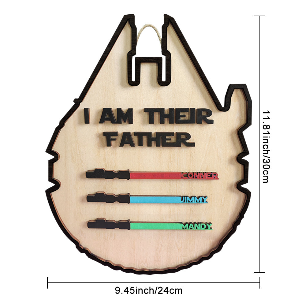 Custom 'I Am Their Father' Lightsaber Plaque - Personalised Wooden Sign - Customised Gifts - Gifted Your Way