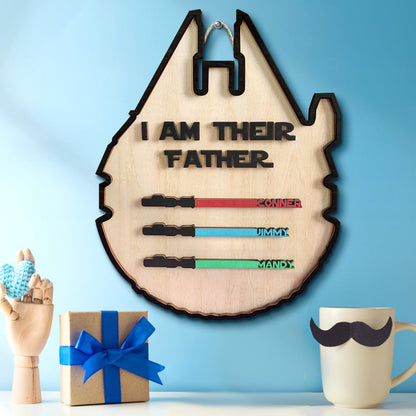 Custom 'I Am Their Father' Lightsaber Plaque - Personalised Wooden Sign - Customised Gifts - Gifted Your Way