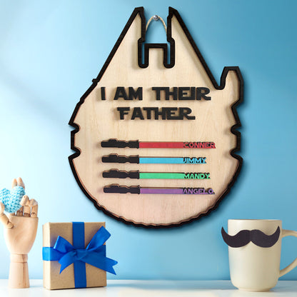 Custom 'I Am Their Father' Lightsaber Plaque - Personalised Wooden Sign - Customised Gifts - Gifted Your Way