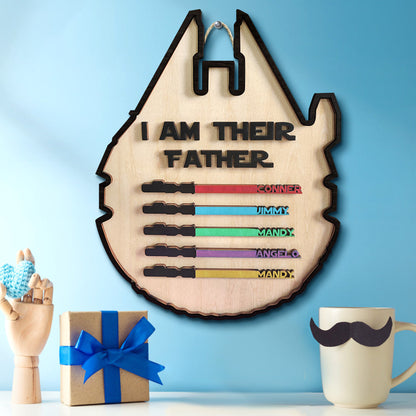 Custom 'I Am Their Father' Lightsaber Plaque - Personalised Wooden Sign - Customised Gifts - Gifted Your Way