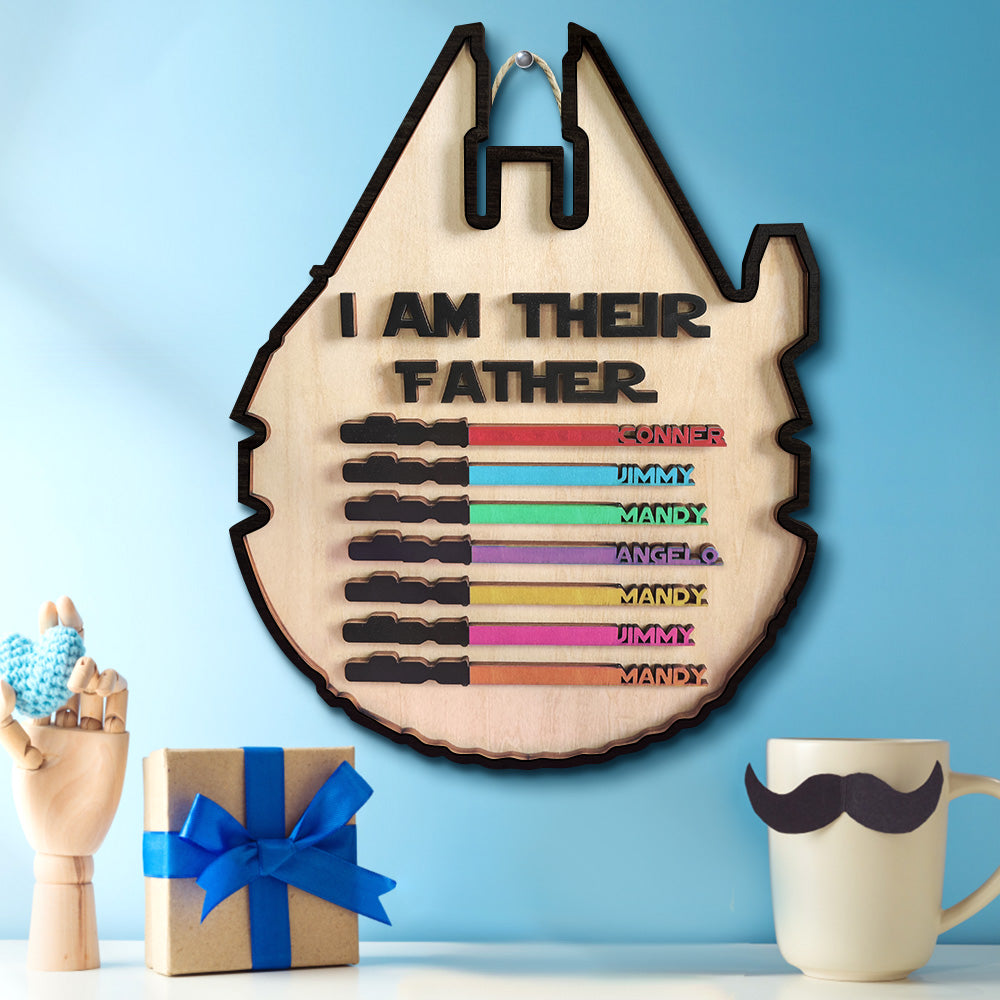 Custom 'I Am Their Father' Lightsaber Plaque - Personalised Wooden Sign - Customised Gifts - Gifted Your Way