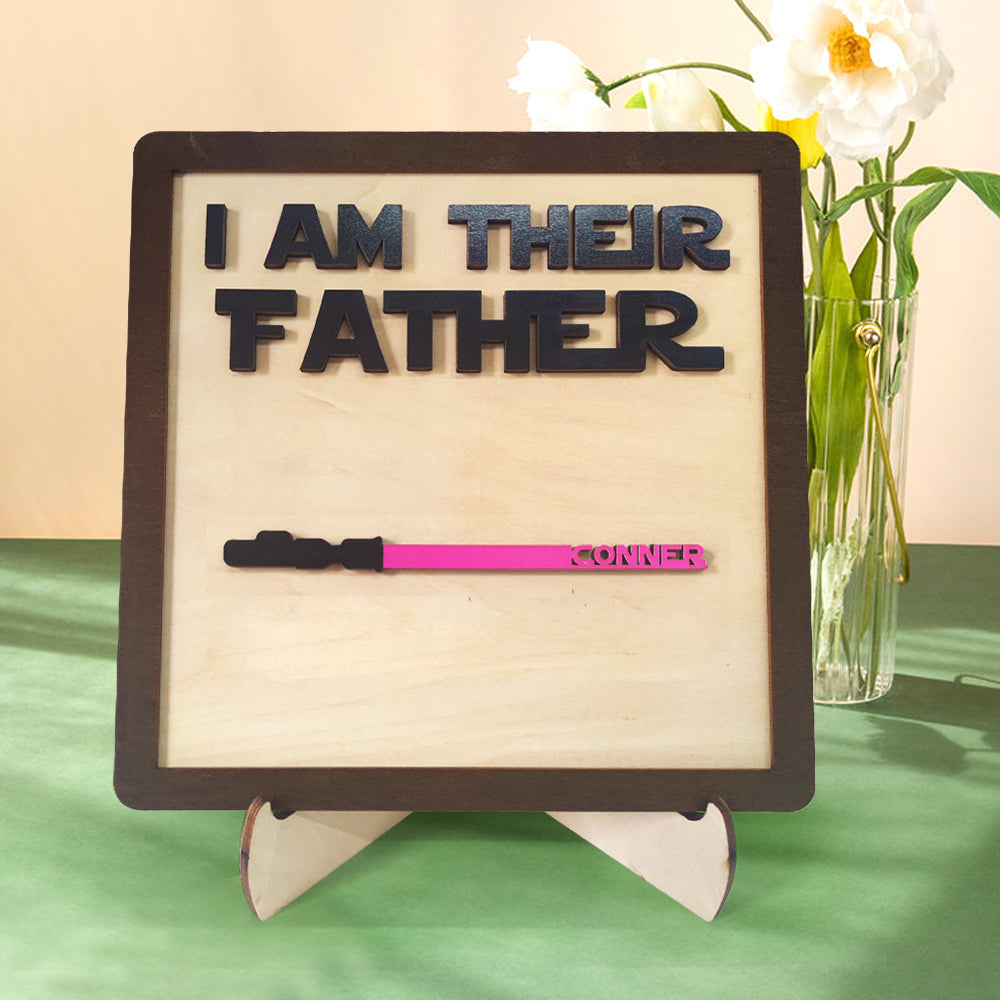 Personalised Wooden Plaque, Custom Lightsaber Plaque, Personalised Father's Day Gift, Custom Name Plaque, Customisable Wooden Sign, Lightsaber Wooden Plaque, "I Am Their Father" Plaque, Unique Dad Gift, Personalised Plaque for Father, Custom Name Sign, High-Quality Dad Plaque, Customisable Gift for Dad, Thoughtful Father's Day Gift