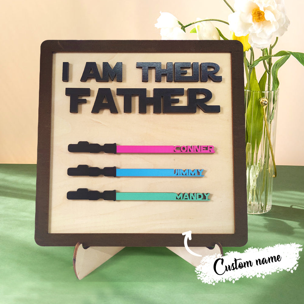 Personalised Wooden Plaque, Custom Lightsaber Plaque, Personalised Father's Day Gift, Custom Name Plaque, Customisable Wooden Sign, Lightsaber Wooden Plaque, "I Am Their Father" Plaque, Unique Dad Gift, Personalised Plaque for Father, Custom Name Sign, High-Quality Dad Plaque, Customisable Gift for Dad, Thoughtful Father's Day Gift