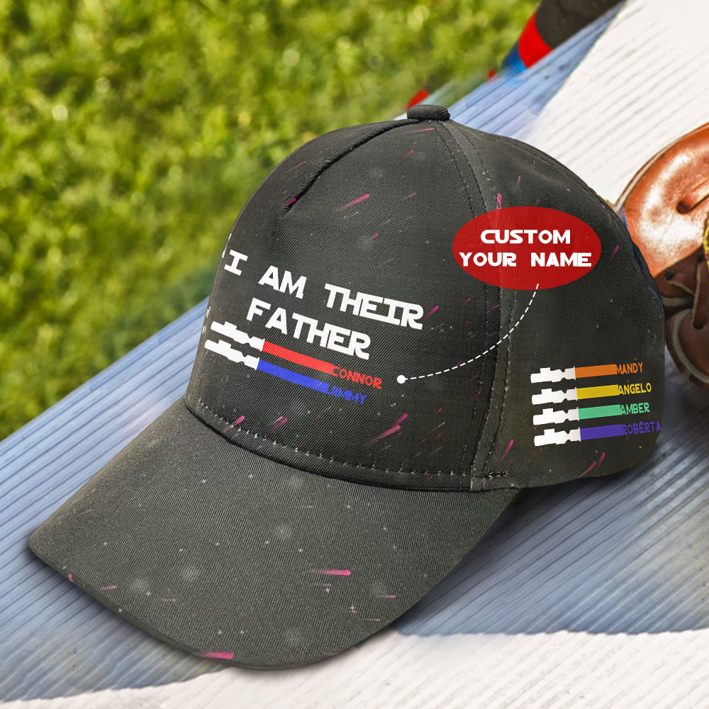 Personalised lightsaber baseball cap with names, Unique personalised cap for dad, , Personalised gifts for dads, Custom lightsaber accessories, Unique Father's Day caps, Trending personalised baseball caps, Popular custom name caps, Creative Father's Day gifts, Custom name hat for Father's Day, High-quality custom name cap for dad, Best personalised caps for dads