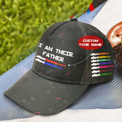 Personalised lightsaber baseball cap with names, Unique personalised cap for dad, , Personalised gifts for dads, Custom lightsaber accessories, Unique Father's Day caps, Trending personalised baseball caps, Popular custom name caps, Creative Father's Day gifts, Custom name hat for Father's Day, High-quality custom name cap for dad, Best personalised caps for dads