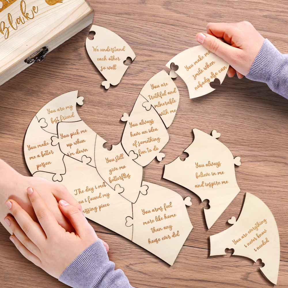 Popular custom love gifts, Best personalised anniversary gifts, Creative custom romantic decorations, Personalised wooden puzzle with reasons why I love you, Unique personalised gift for loved ones, High-quality custom wooden puzzle with box, Customisable love puzzle for special occasions, Personalised romantic gift for girlfriend or boyfriend, Custom engraved wooden puzzle for romantic gift