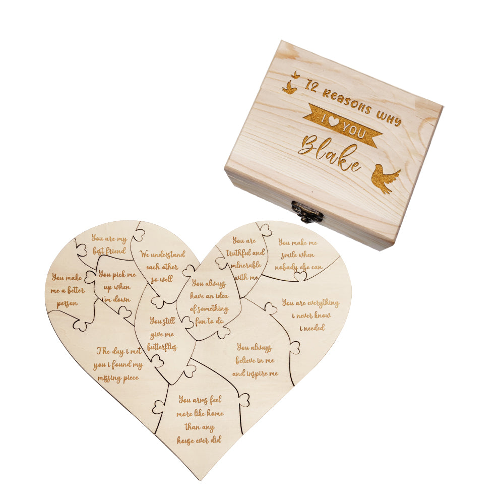 Popular custom love gifts, Best personalised anniversary gifts, Creative custom romantic decorations, Personalised wooden puzzle with reasons why I love you, Unique personalised gift for loved ones, High-quality custom wooden puzzle with box, Customisable love puzzle for special occasions, Personalised romantic gift for girlfriend or boyfriend, Custom engraved wooden puzzle for romantic gift