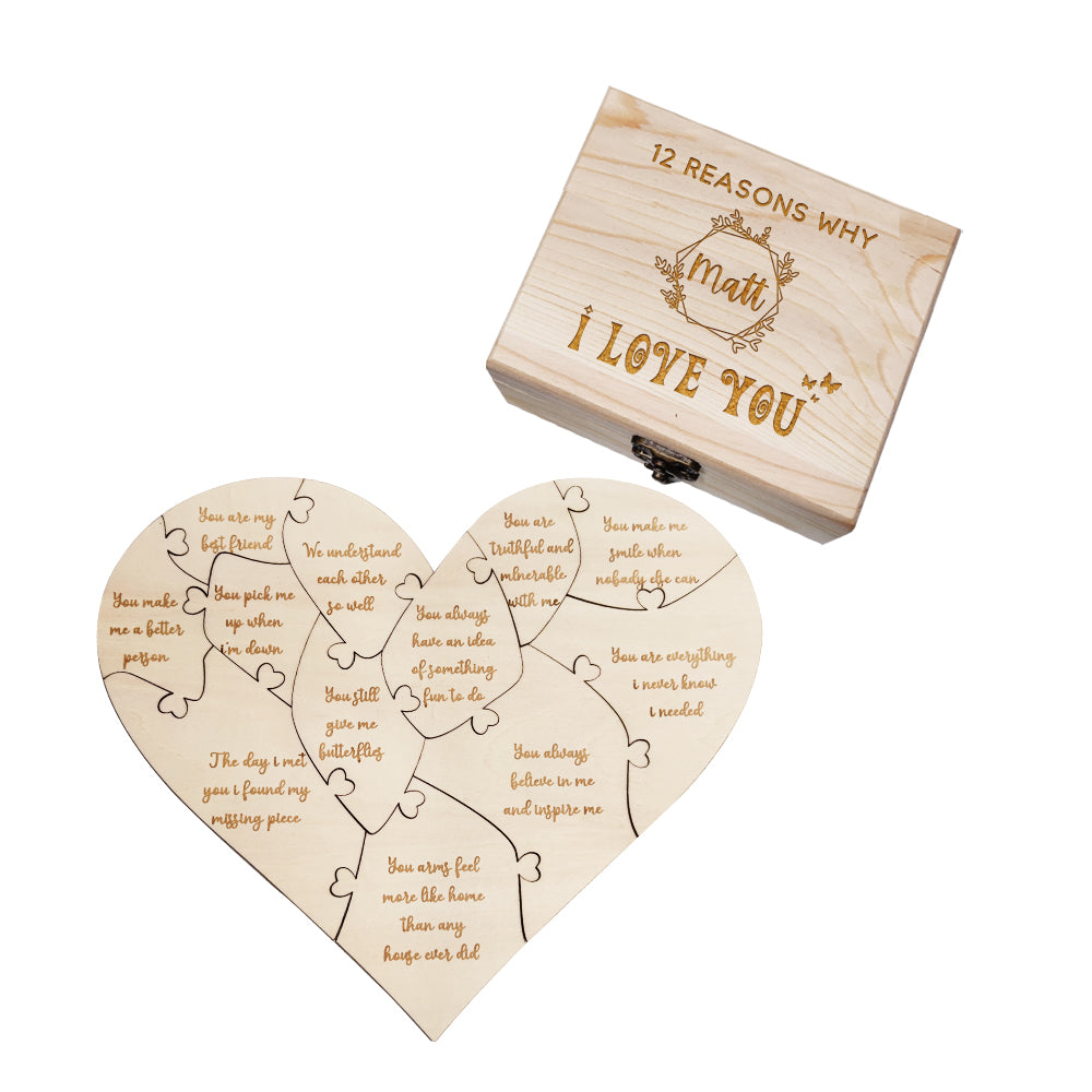 Popular custom love gifts, Best personalised anniversary gifts, Creative custom romantic decorations, Personalised wooden puzzle with reasons why I love you, Unique personalised gift for loved ones, High-quality custom wooden puzzle with box, Customisable love puzzle for special occasions, Personalised romantic gift for girlfriend or boyfriend, Custom engraved wooden puzzle for romantic gift