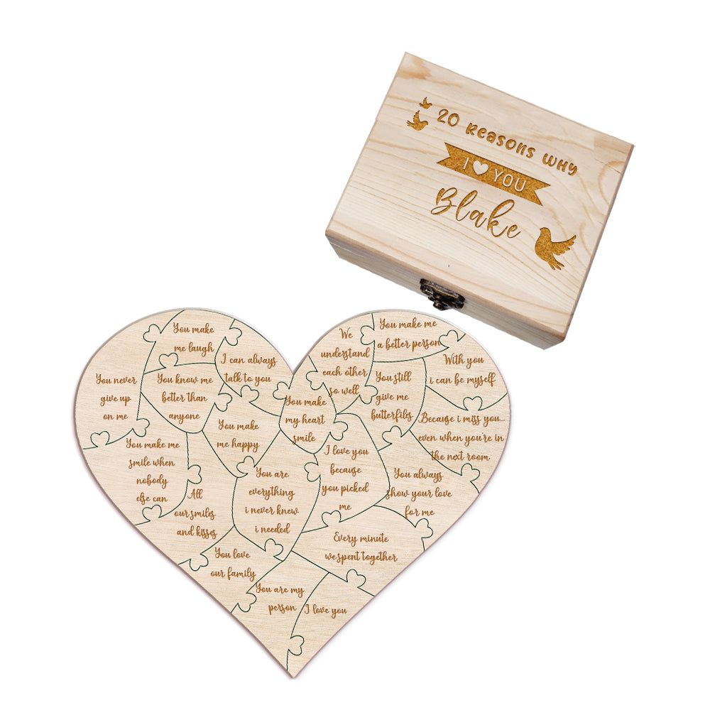 Popular custom love gifts, Best personalised anniversary gifts, Creative custom romantic decorations, Personalised wooden puzzle with reasons why I love you, Unique personalised gift for loved ones, High-quality custom wooden puzzle with box, Customisable love puzzle for special occasions, Personalised romantic gift for girlfriend or boyfriend, Custom engraved wooden puzzle for romantic gift