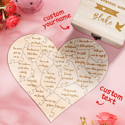 Popular custom love gifts, Best personalised anniversary gifts, Creative custom romantic decorations, Personalised wooden puzzle with reasons why I love you, Unique personalised gift for loved ones, High-quality custom wooden puzzle with box, Customisable love puzzle for special occasions, Personalised romantic gift for girlfriend or boyfriend, Custom engraved wooden puzzle for romantic gift