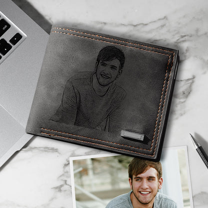 Elegant Men's Wallet, Personalised gifts for men, Custom photo accessories, Unique Father's Day wallets, Trending personalised wallets, Popular custom name wallets, Best engraved wallets for men, Creative Father's Day gifts, Personalised photo wallet for men. Unique personalised gift for Father's Day, Personalised photo wallet for special occasions, Custom engraved wallet for men