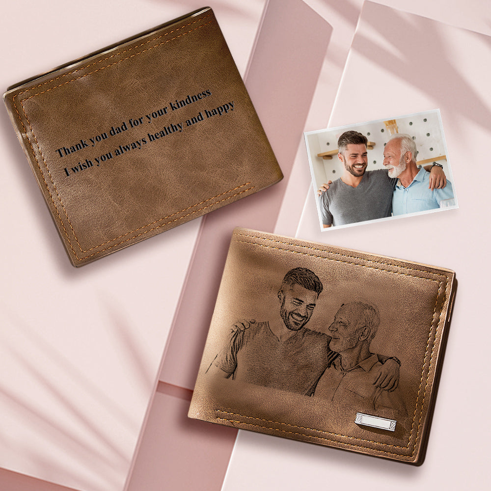 Elegant Men's Wallet, Personalised gifts for men, Custom photo accessories, Unique Father's Day wallets, Trending personalised wallets, Popular custom name wallets, Best engraved wallets for men, Creative Father's Day gifts, Personalised photo wallet for men. Unique personalised gift for Father's Day, Personalised photo wallet for special occasions, Custom engraved wallet for men