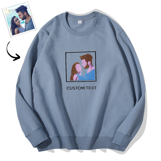 Best personalised photo sweatshirts, Personalised embroidered sweater with custom photo and text, Custom photo and text sweatshirt, Unique personalised gift sweatshirt for friends and family, High-quality custom embroidered sweater, Customisable sweater for special occasions, Custom fashion sweatshirt with elegant embroidery, Personalised Embroidered Sweater, Custom Photo Sweater, Custom Text Sweater, Comfortable Fit Personalised Sweater, Customisable Embroidered Sweater