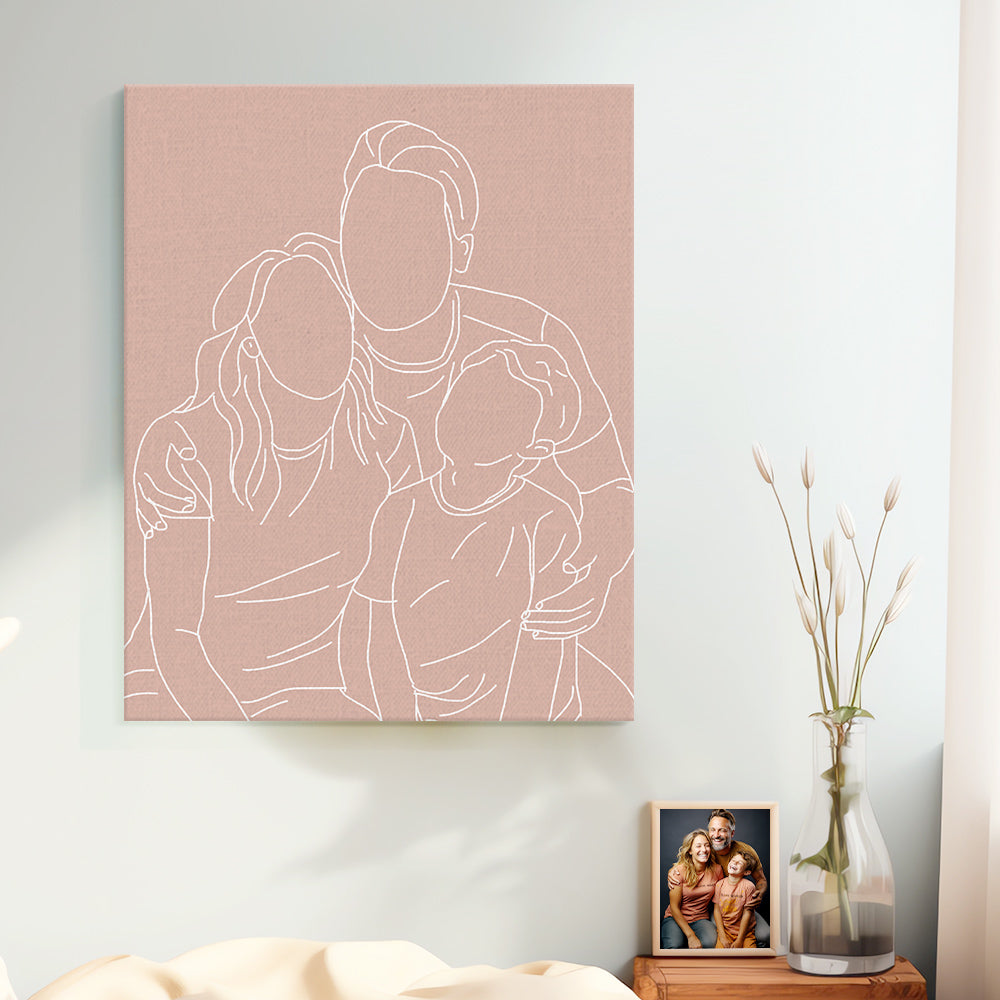 Custom Line Art Photo Portrait Canvas Gifts for Him/Her/Couples/Family, Customised Wall Art, Personalised Gift - Gifted Your Way