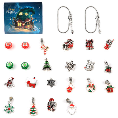 Christmas Charm Surprise Blind Box Charm Bracelet/Necklace 24 Calendar Countdown Gift Box Bracelet DIY Charms - Gifted Your Way