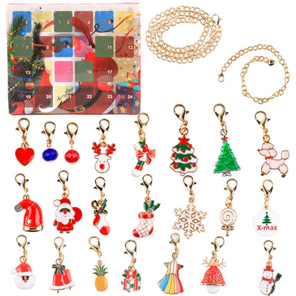 Christmas Charm Surprise Blind Box Charm Bracelet/Necklace 24 Calendar Countdown Gift Box Bracelet DIY Charms - Gifted Your Way