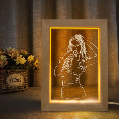 Unique gift ideas with custom lamps, Trending personalised night lights, Popular custom engraved photo lamps, Personalised engraved 3D picture night light with custom photo, Custom photo night light for special occasions, Unique personalised gift night light with engraving, High-quality custom night light with wood frame, Customisable acrylic night lamp with photo engraving