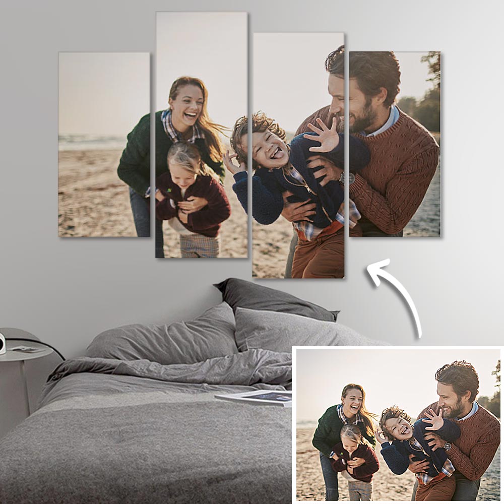 Customised 4 Piece Photo Oil Painting Canvas Art Wall Decor Frameless Personalised Art - Gifted Your Way