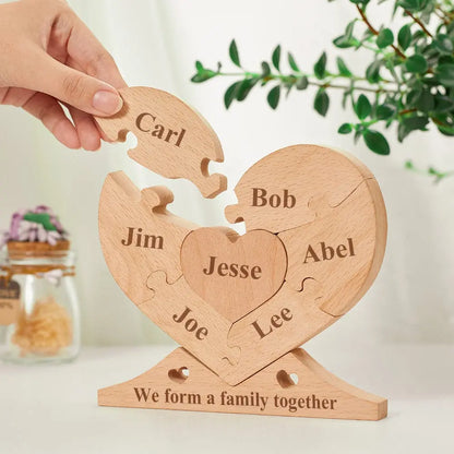 Custom Engraved Wooden Name Heart Puzzle, Personalised Family Heart Puzzle, Custom Wooden Heart Puzzle, Family Name Heart Puzzle, Personalised Home Decoration, High-Quality Wooden Puzzle, Customisable Family Name Puzzle, Personalised Gift Heart Puzzle, Stylish Wooden Home Decor, Unique Custom Heart Puzzle, Personalised gifts for family, Custom family heart puzzles