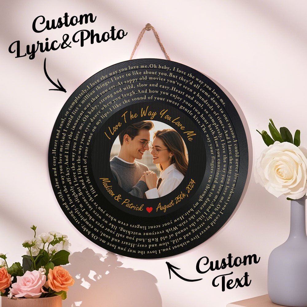 Personalised Vinyl Record Wood Sign, Custom Song Lyrics Wood Sign, Unique Photo Wood Sign, Personalised Music Lover Gift, Custom Wood Sign Decor, High-Quality Wood Sign, Personalised Gift for Music Lovers, Customisable Song Lyrics Decor, Stylish Personalised Wood Sign, Unique Custom Record Sign, Personalised gifts for music lovers, Custom vinyl record signs