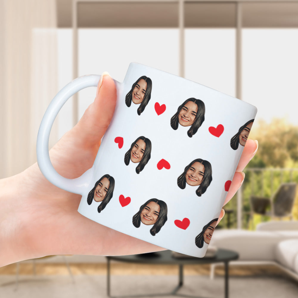 Custom Face Mug with Heart Design - Personalised Coffee Mug Gift - Unique Gift - Gifted Your Way